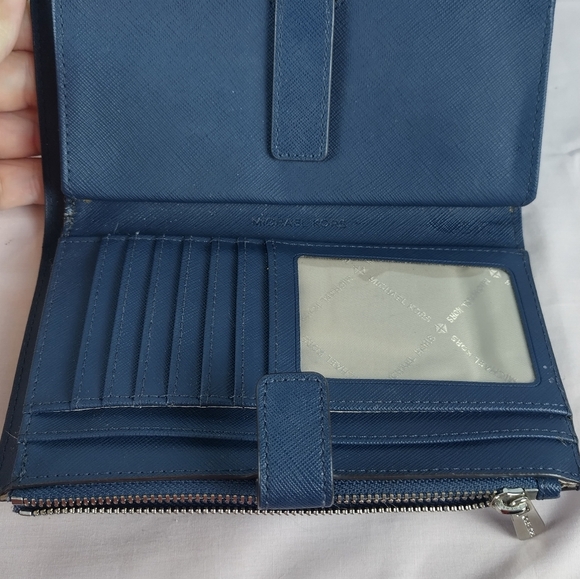 Michael Kors Jet Set Travel Large Double Zip Wristlet Wallet (Navy) - Picture 8 of 12